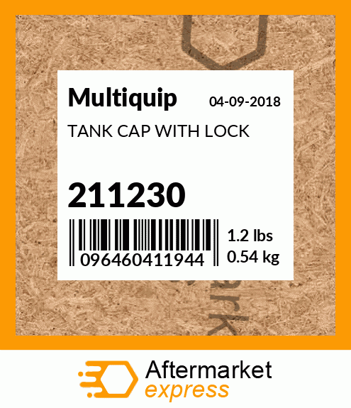 Spare part 211230 + TANK CAP WITH LOCK