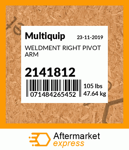 Spare part 2141812 + WELDMENT RIGHT PIVOT ARM