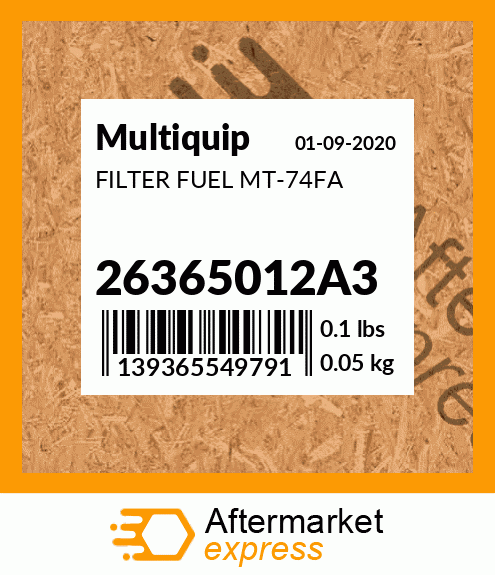 Spare part 26365012A3 + FILTER FUEL MT-74FA