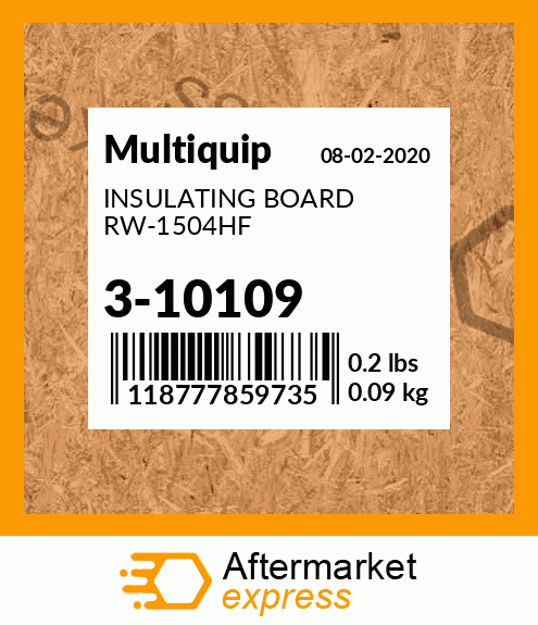 Spare part 3-10109 + INSULATING BOARD RW-1504HF