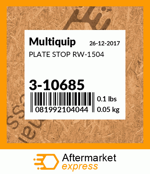 Spare part 3-10685 + PLATE STOP RW-1504