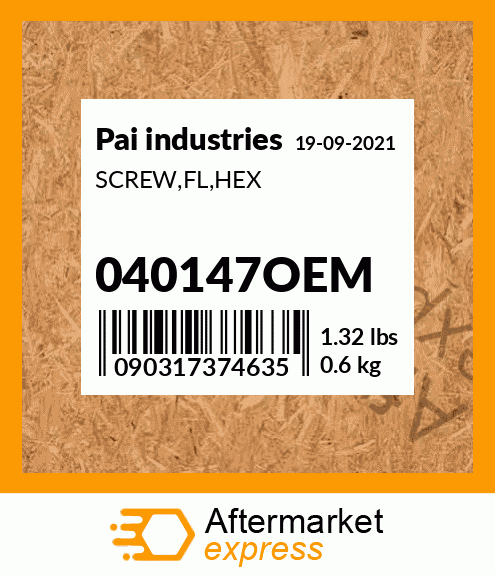 Spare part 040147OEM + SCREW,FL,HEX