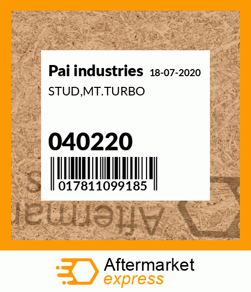 Spare part 040220 + STUD,MT.TURBO