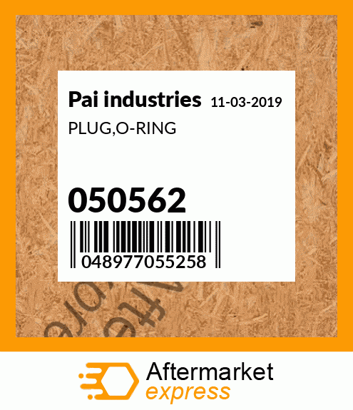 Spare part 050562 + PLUG,O-RING