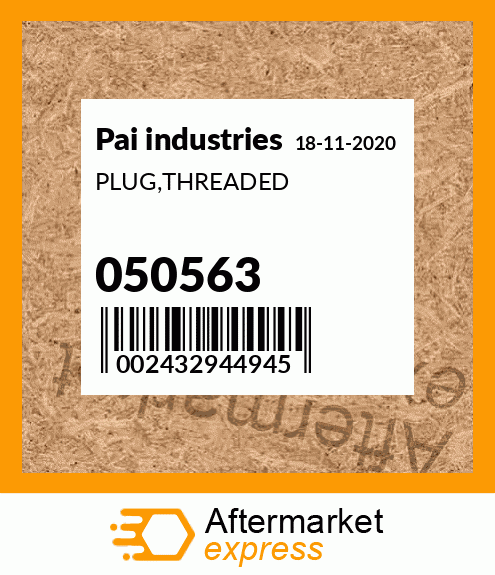 Spare part 050563 + PLUG,THREADED