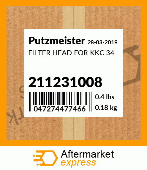 Spare part 211231008 + FILTER HEAD FOR KKC 34