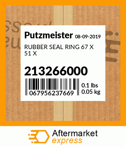 Spare part 213266000 + RUBBER SEAL RING 67 X 51 X