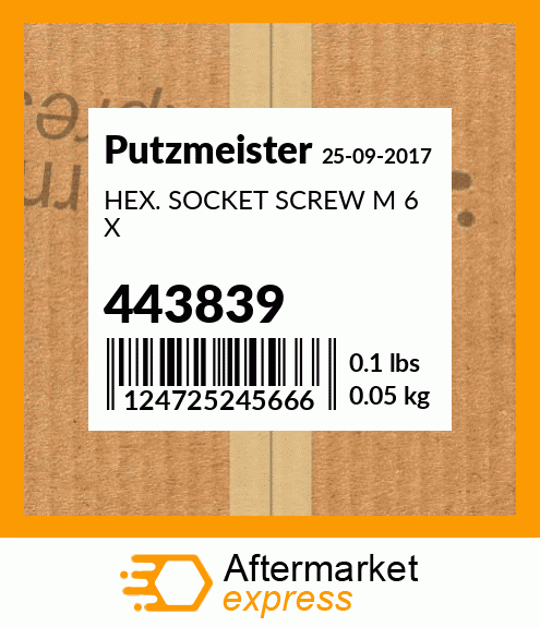 Spare part 443839 + HEX. SOCKET SCREW M 6 X