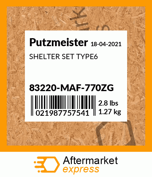 Spare part 83220-MAF-770ZG + SHELTER SET TYPE6