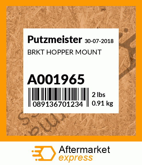 Spare part A001965 + BRKT HOPPER MOUNT