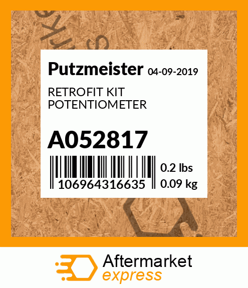 Spare part A052817 + RETROFIT KIT POTENTIOMETER