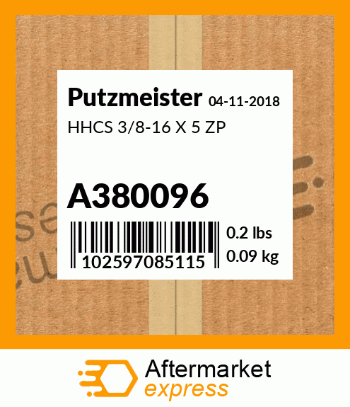 Spare part A380096 + HHCS 3/8-16 X 5 ZP