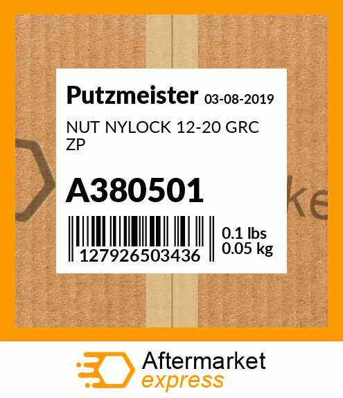 Spare part A380501 + NUT NYLOCK 12-20 GRC ZP