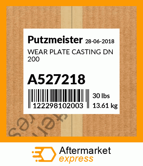 Spare part A527218 + WEAR PLATE CASTING DN 200