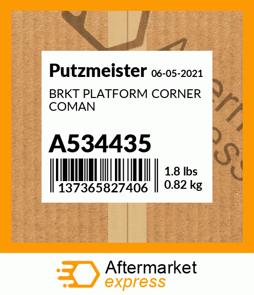 Spare part A534435 + BRKT PLATFORM CORNER COMAN