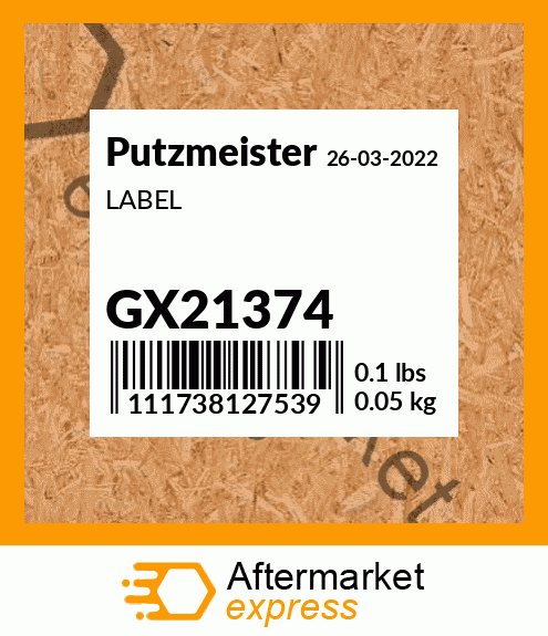 Spare part GX21374 + LABEL