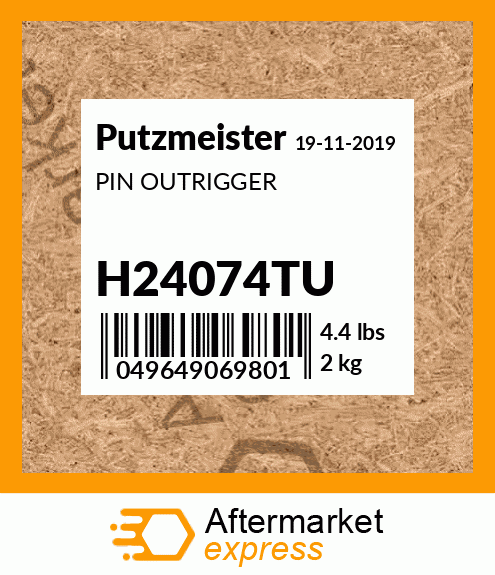 Spare part H24074TU + PIN OUTRIGGER