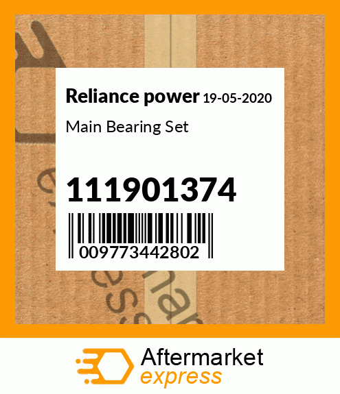 Spare part 111901374 + Main Bearing Set