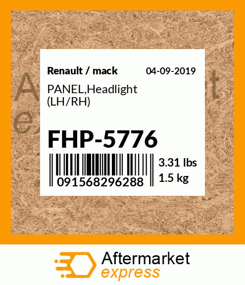 PAI Headlight Panel FHP5776 