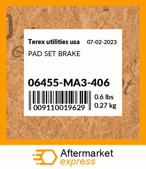 Spare part 06455-MA3-406 + PAD SET BRAKE