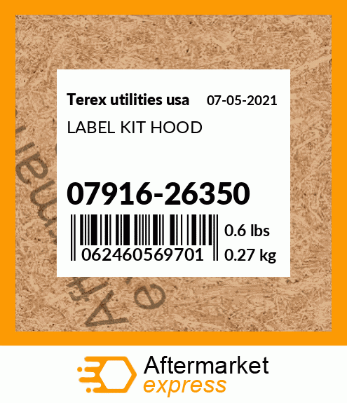 LABEL KIT HOOD 07916-26350