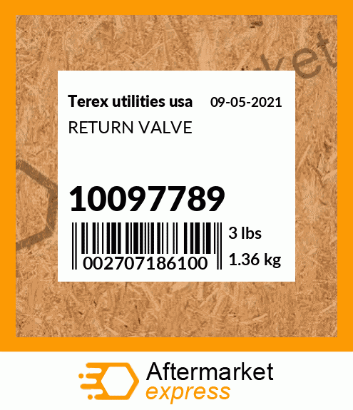 Spare part 10097789 + RETURN VALVE