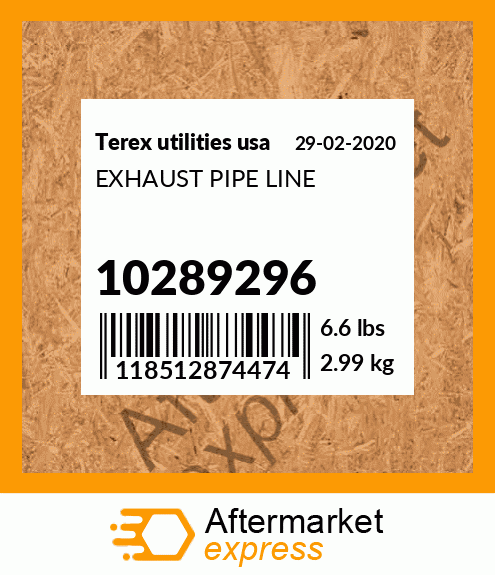 Spare part 10289296 + EXHAUST PIPE LINE