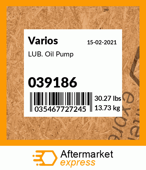 Spare part 039186 + LUB. Oil Pump