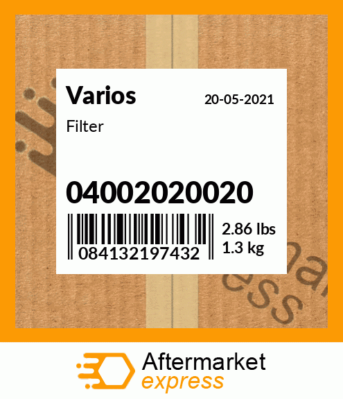 Spare part 04002020020 + Filter