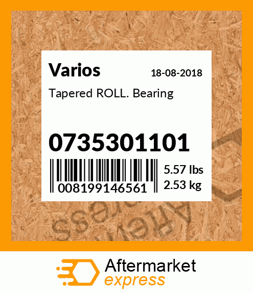 Spare part 0735301101 + Tapered ROLL. Bearing