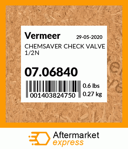 Spare part 07.06840 + CHEMSAVER CHECK VALVE 1/2N