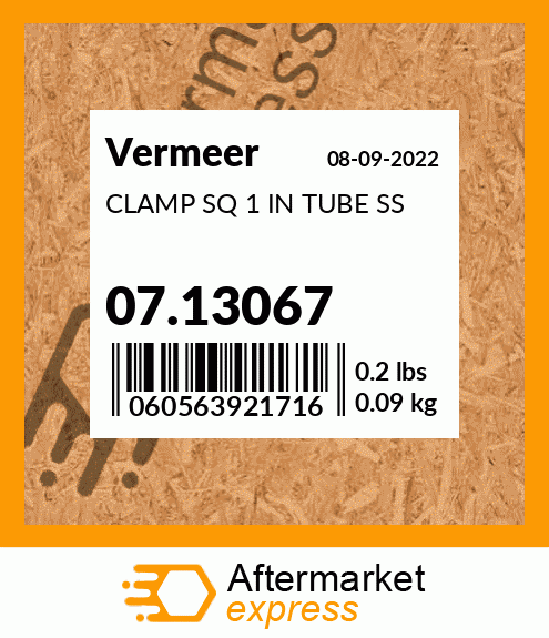 Spare part 07.13067 + CLAMP SQ 1 IN TUBE SS