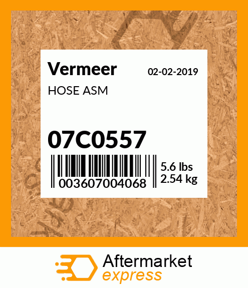 Spare part 07C0557 + HOSE ASM