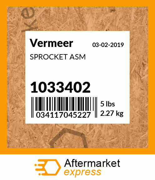 Spare part 1033402 + SPROCKET ASM