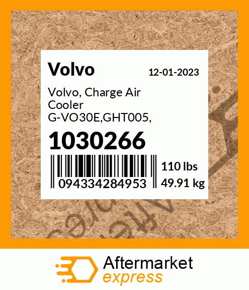 Spare part 1030266 + Volvo, Charge Air Cooler G-VO30E,GHT005, 20710399, 20461061