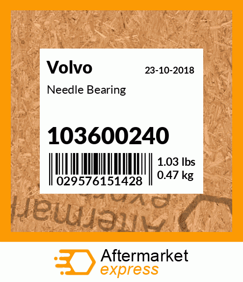 Spare part 103600240 + Needle Bearing