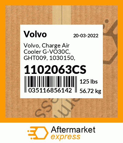 Spare part 1102063CS + Volvo, Charge Air Cooler G-VO30C, GHT009, 1030150, 1030150J