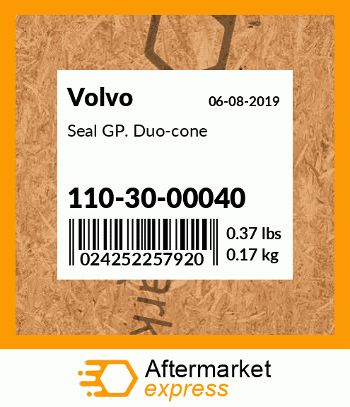 Spare part 110-30-00040 + Seal GP. Duo-cone