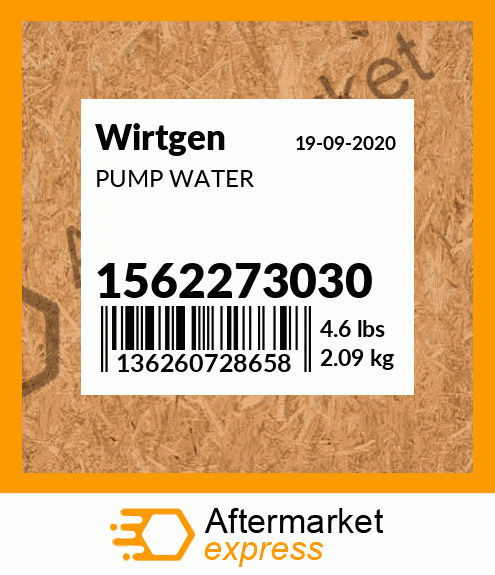 Spare part 1562273030 + PUMP WATER