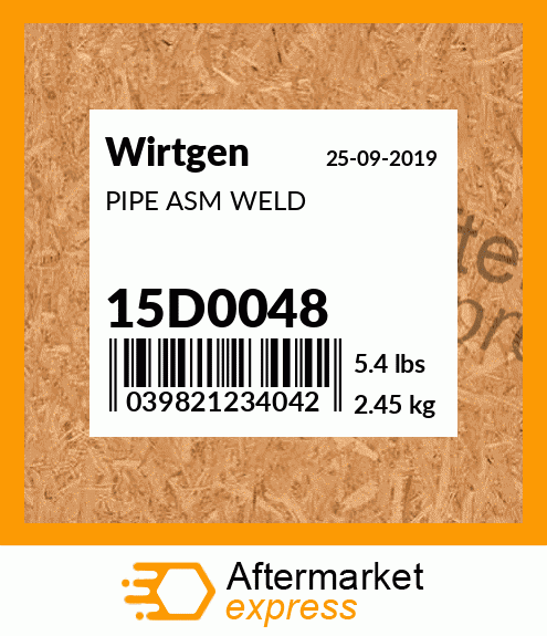 Spare part 15D0048 + PIPE ASM WELD