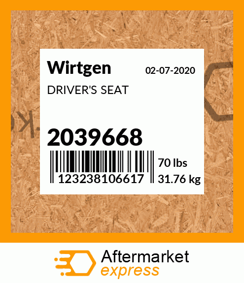 Spare part 2039668 + DRIVER'S SEAT