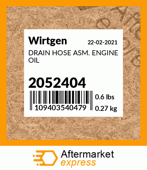 Spare part 2052404 + DRAIN HOSE ASM. ENGINE OIL