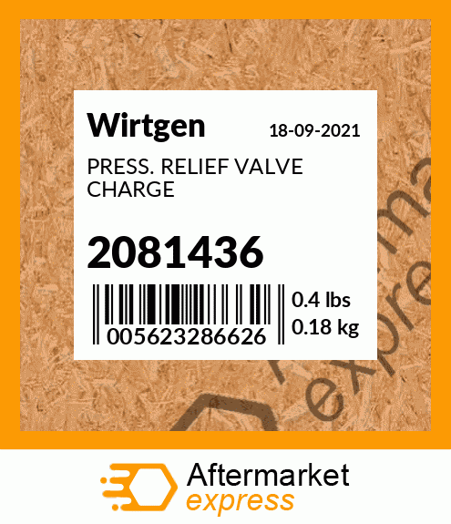 Spare part 2081436 + PRESS. RELIEF VALVE CHARGE