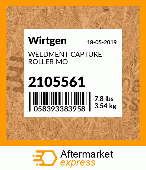 Spare part 2105561 + WELDMENT CAPTURE ROLLER MO