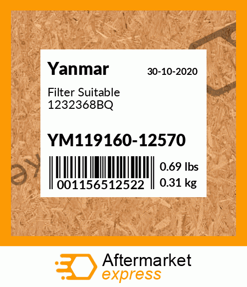 Spare part YM119160-12570 + Filter Suitable 1232368BQ