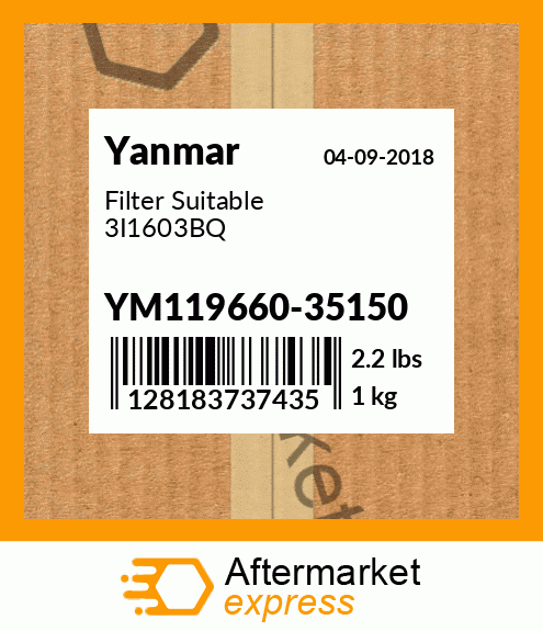 Spare part YM119660-35150 + Filter Suitable 3I1603BQ