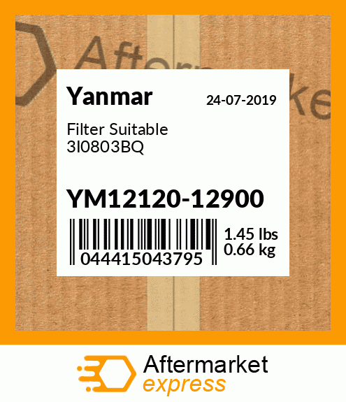 Spare part YM12120-12900 + Filter Suitable 3I0803BQ