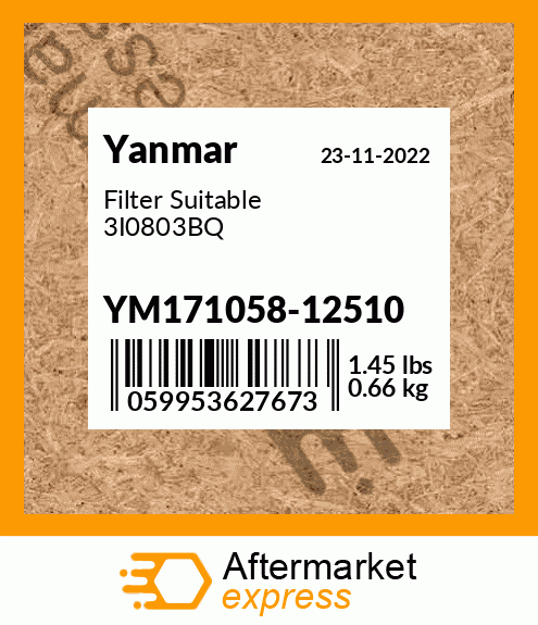 Spare part YM171058-12510 + Filter Suitable 3I0803BQ