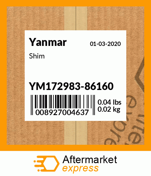 Spare part YM172983-86160 + Shim