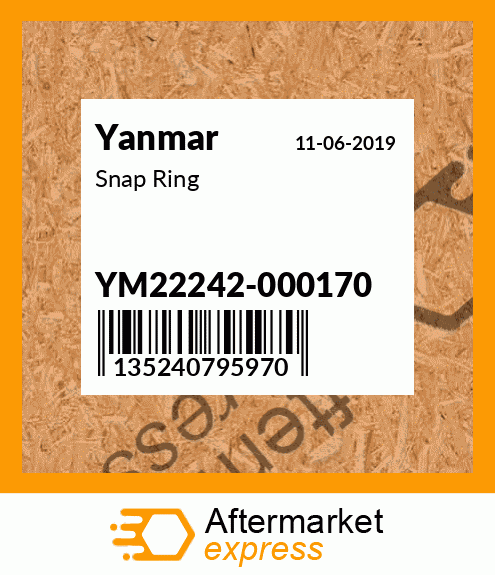 Spare part YM22242-000170 + Snap Ring